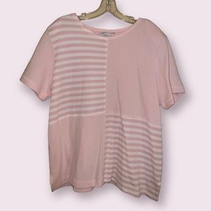 Vintage C. D. Daniels Pink and White Blouse Top